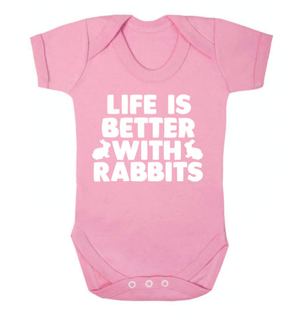Life is better with rabbits Baby Vest pale pink 18-24 months