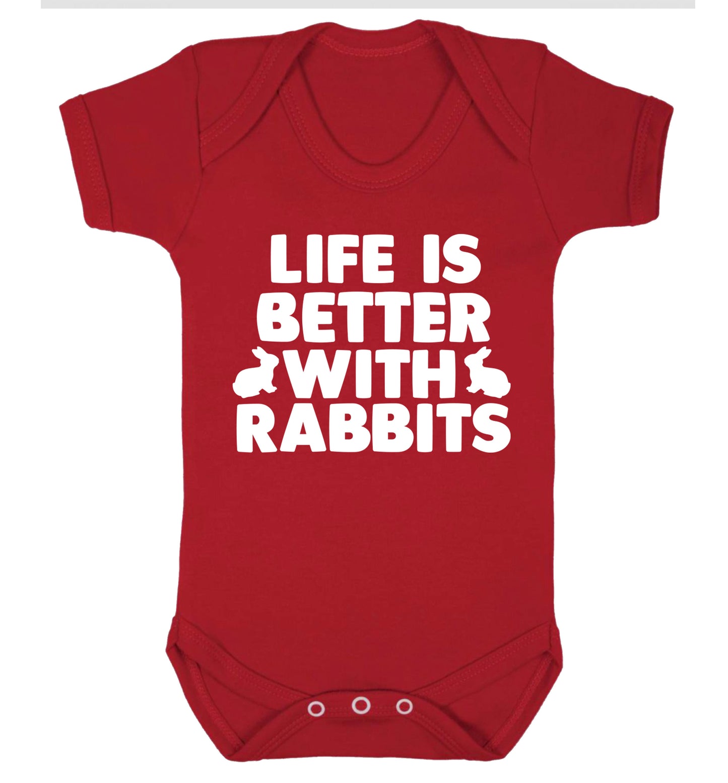 Life is better with rabbits Baby Vest red 18-24 months