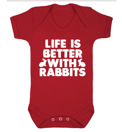 Life is better with rabbits Baby Vest red 18-24 months