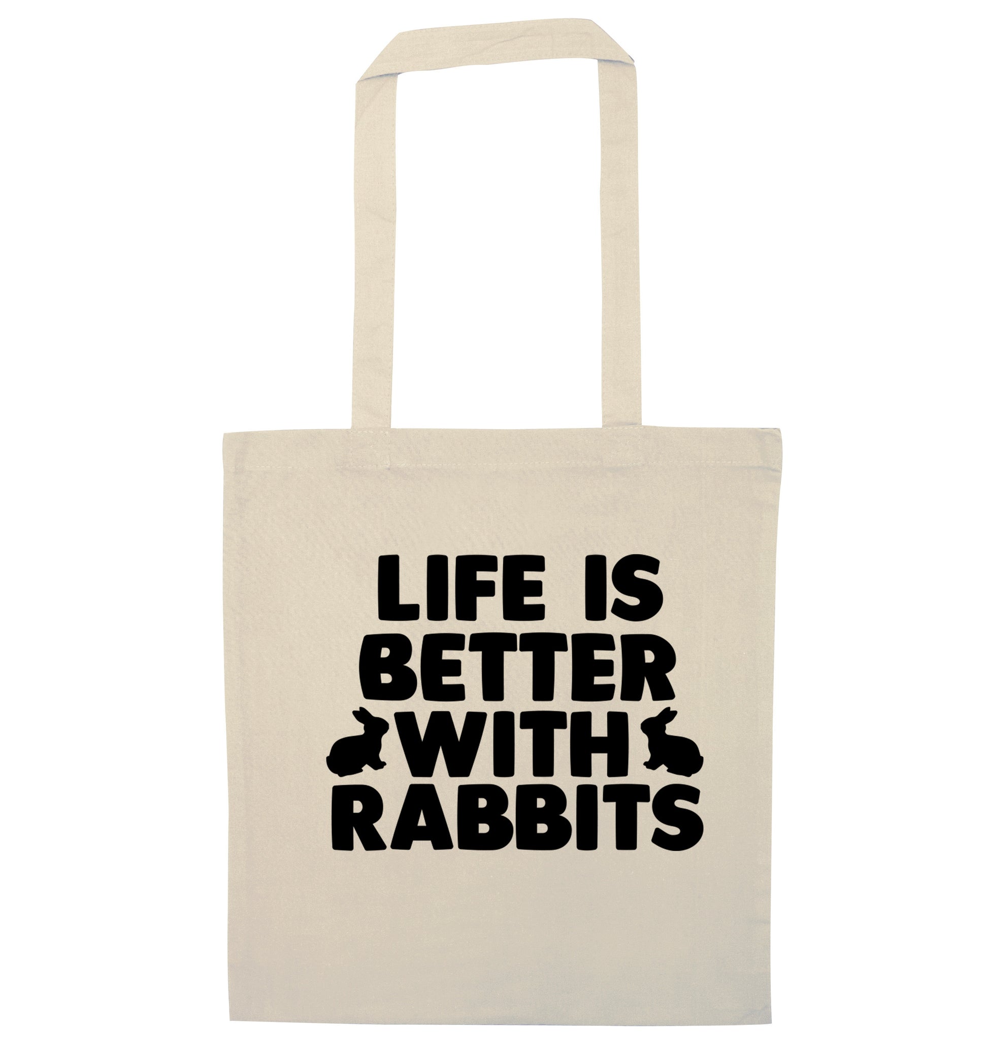 Life is better with rabbits natural tote bag