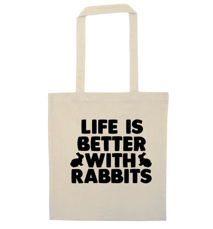 Life is better with rabbits natural tote bag