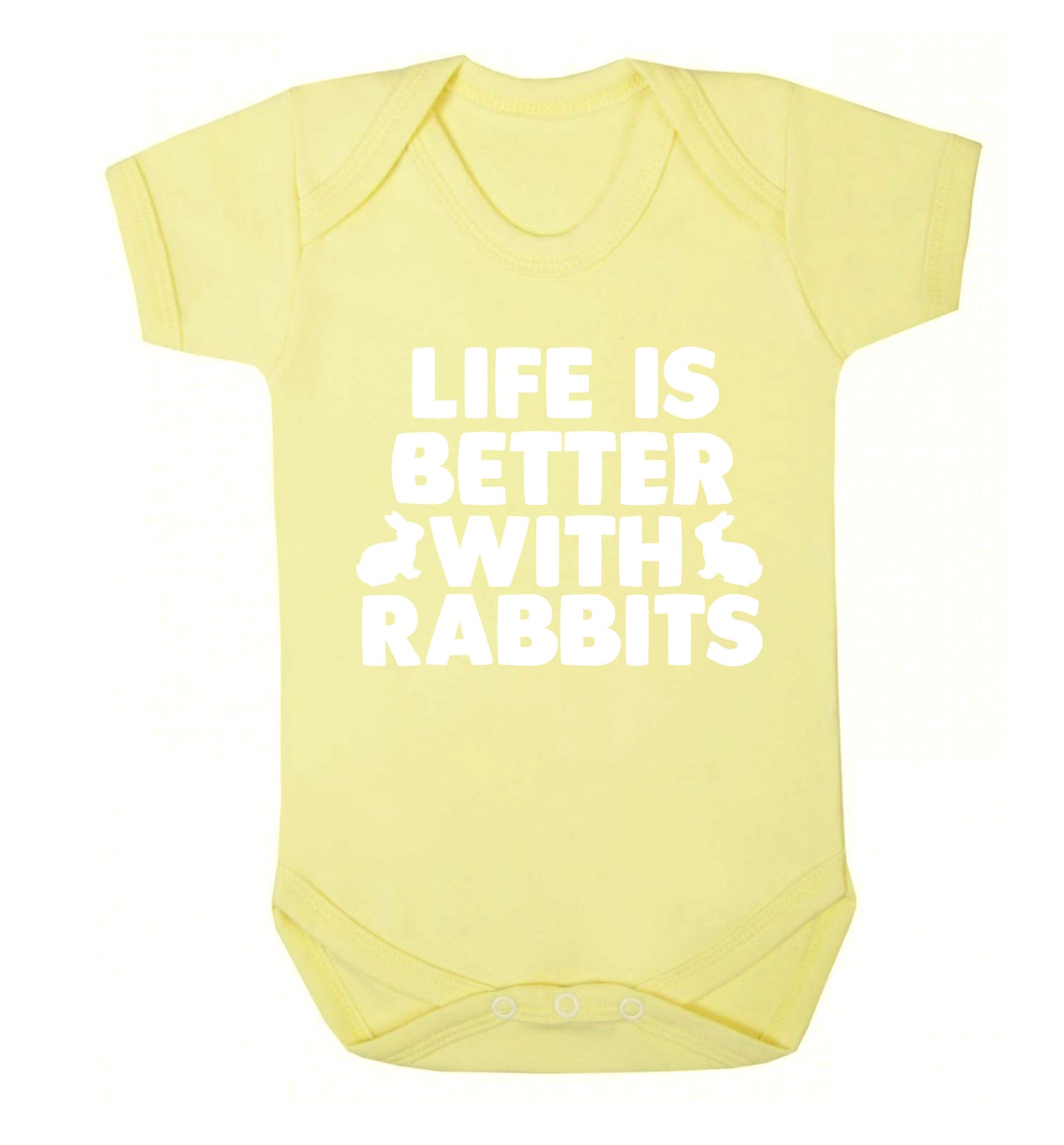Life is better with rabbits Baby Vest pale yellow 18-24 months