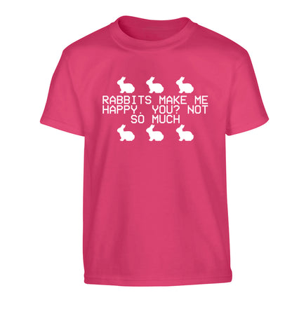 Rabbits make me happy, you not so much Children's pink Tshirt 12-14 Years