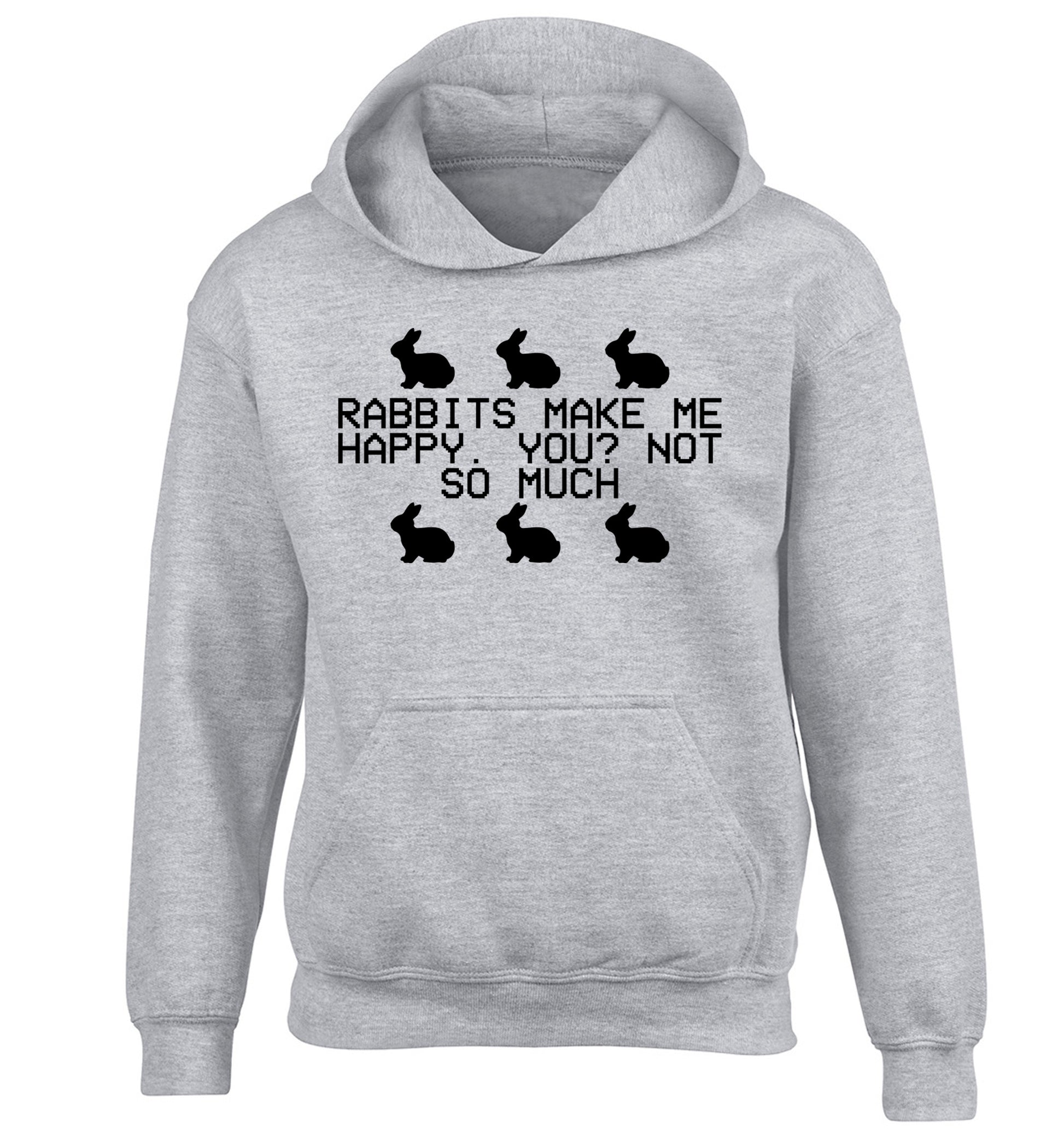 Rabbits make me happy, you not so much children's grey hoodie 12-14 Years