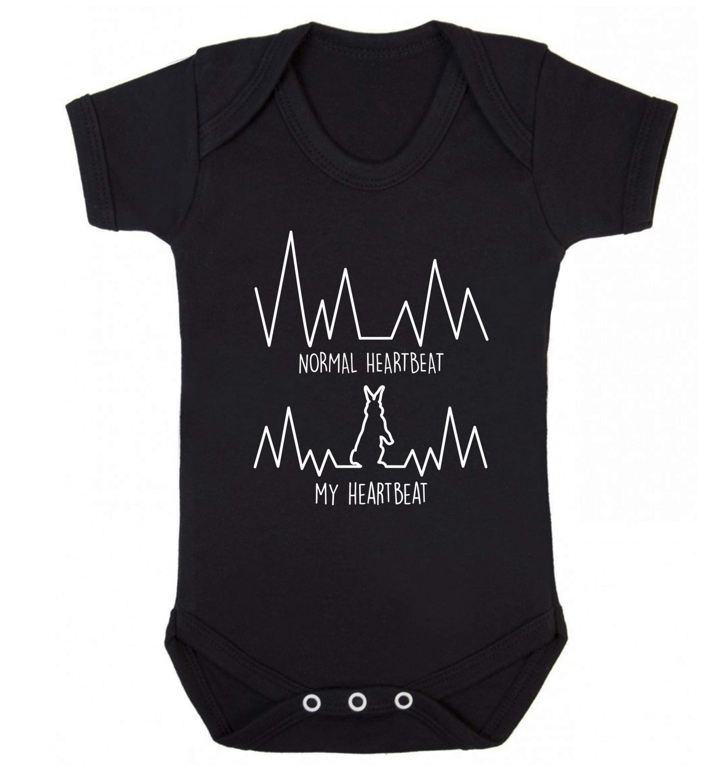 Normal heartbeat, my heartbeat rabbit lover Baby Vest black 18-24 months