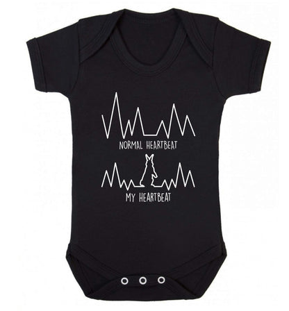 Normal heartbeat, my heartbeat rabbit lover Baby Vest black 18-24 months