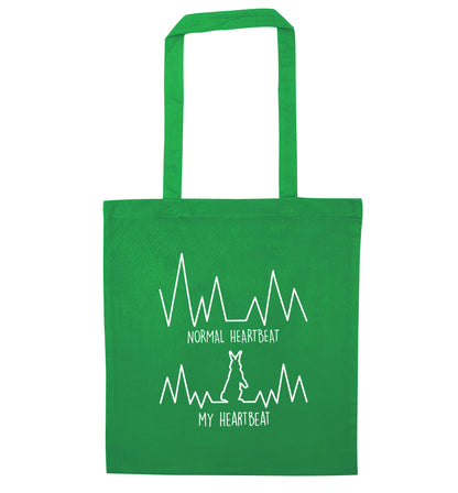 Normal heartbeat, my heartbeat rabbit lover green tote bag