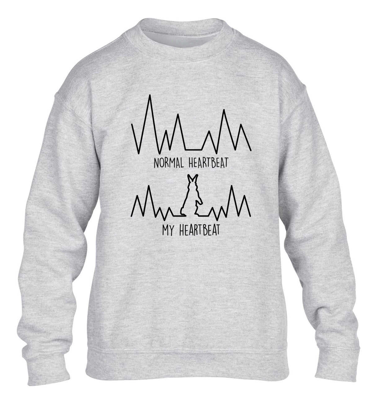 Normal heartbeat, my heartbeat rabbit lover children's grey  sweater 12-14 Years
