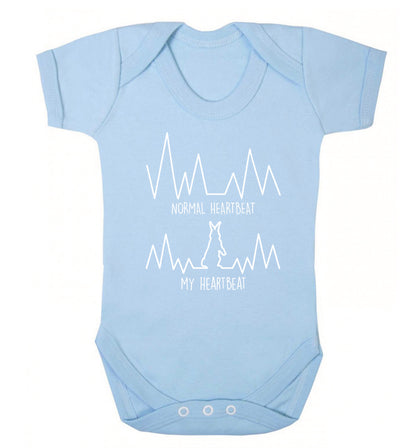 Normal heartbeat, my heartbeat rabbit lover Baby Vest pale blue 18-24 months
