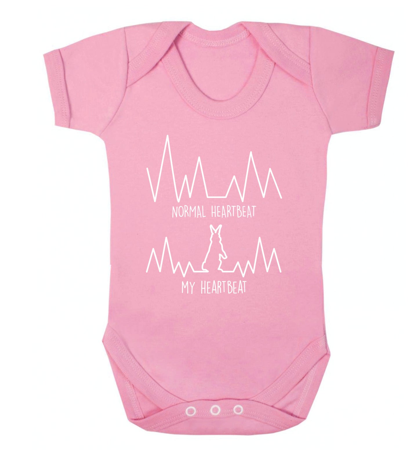 Normal heartbeat, my heartbeat rabbit lover Baby Vest pale pink 18-24 months