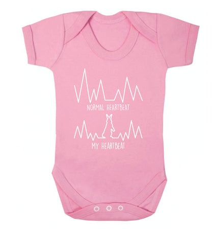Normal heartbeat, my heartbeat rabbit lover Baby Vest pale pink 18-24 months