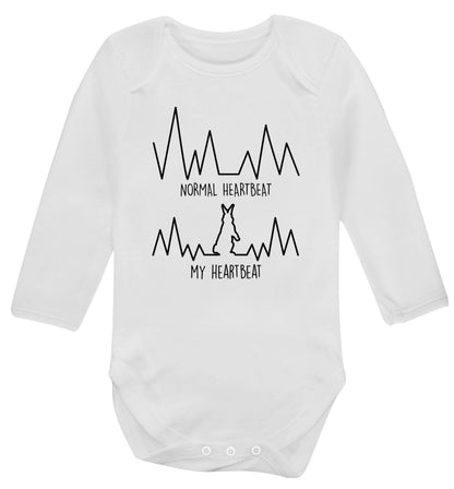 Normal heartbeat, my heartbeat rabbit lover Baby Vest long sleeved white 6-12 months