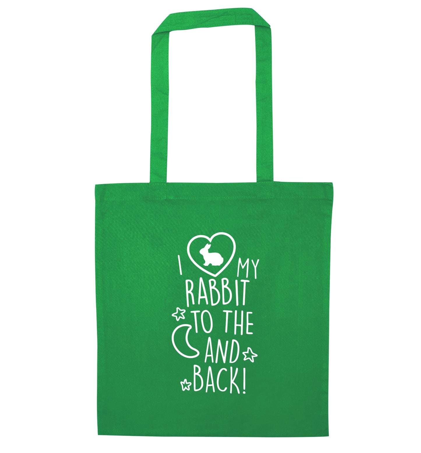 I love my rabbit to the moon and back green tote bag