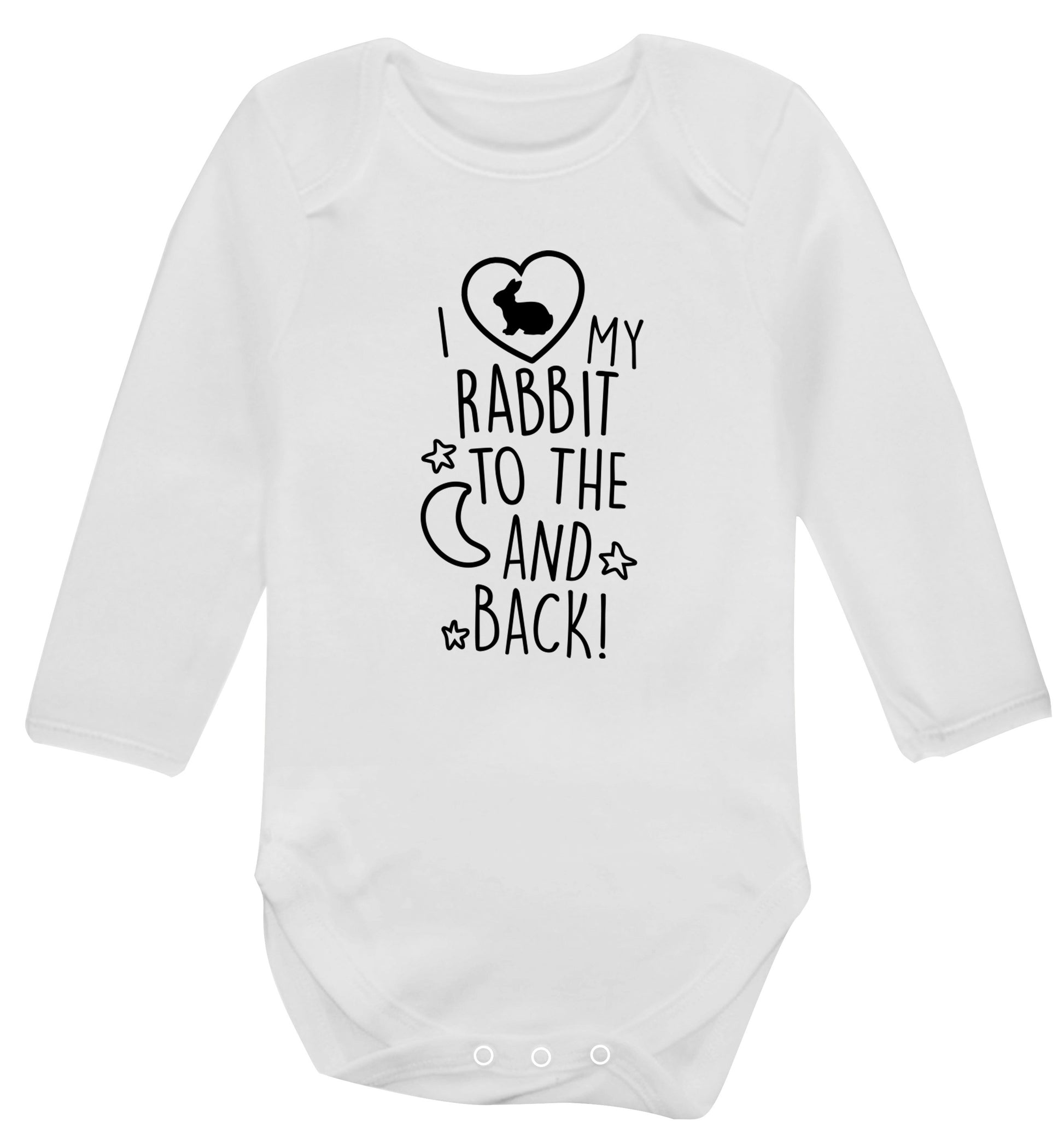 I love my rabbit to the moon and back Baby Vest long sleeved white 6-12 months