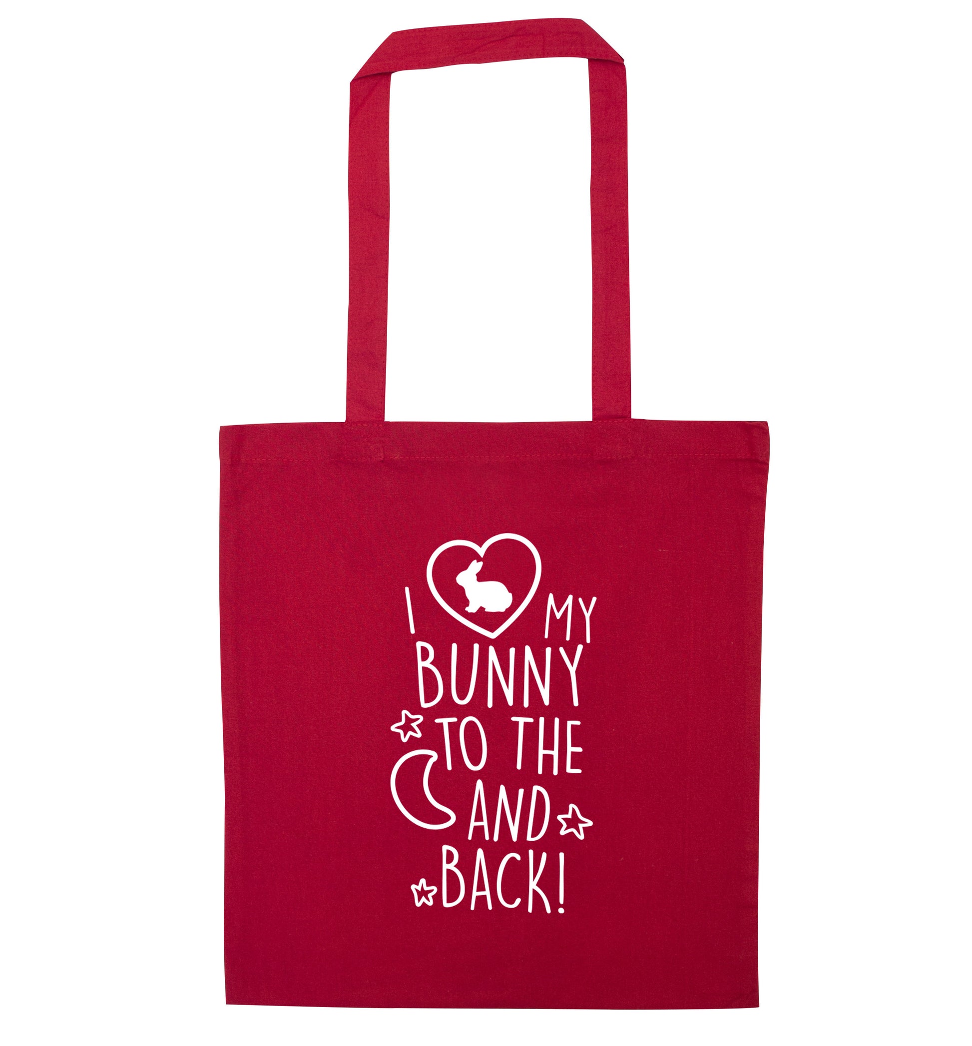 I love my bunny to the moon and back red tote bag