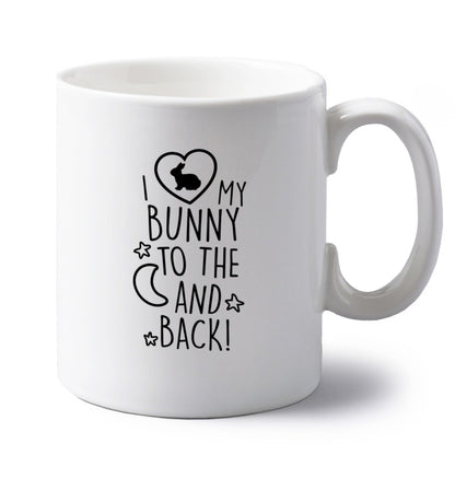 left handed white ceramic mug 