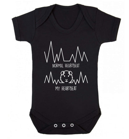 Normal heartbeat vs my heartbeat guinea pig lover Baby Vest black 18-24 months