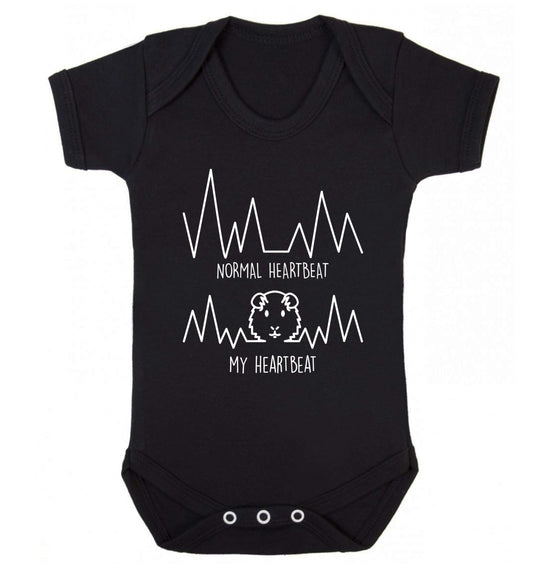 Normal heartbeat vs my heartbeat guinea pig lover Baby Vest black 18-24 months