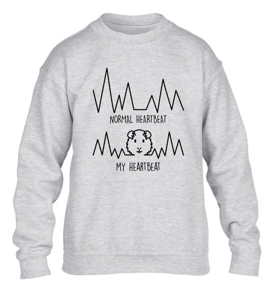 Normal heartbeat vs my heartbeat guinea pig lover children's grey  sweater 12-14 Years