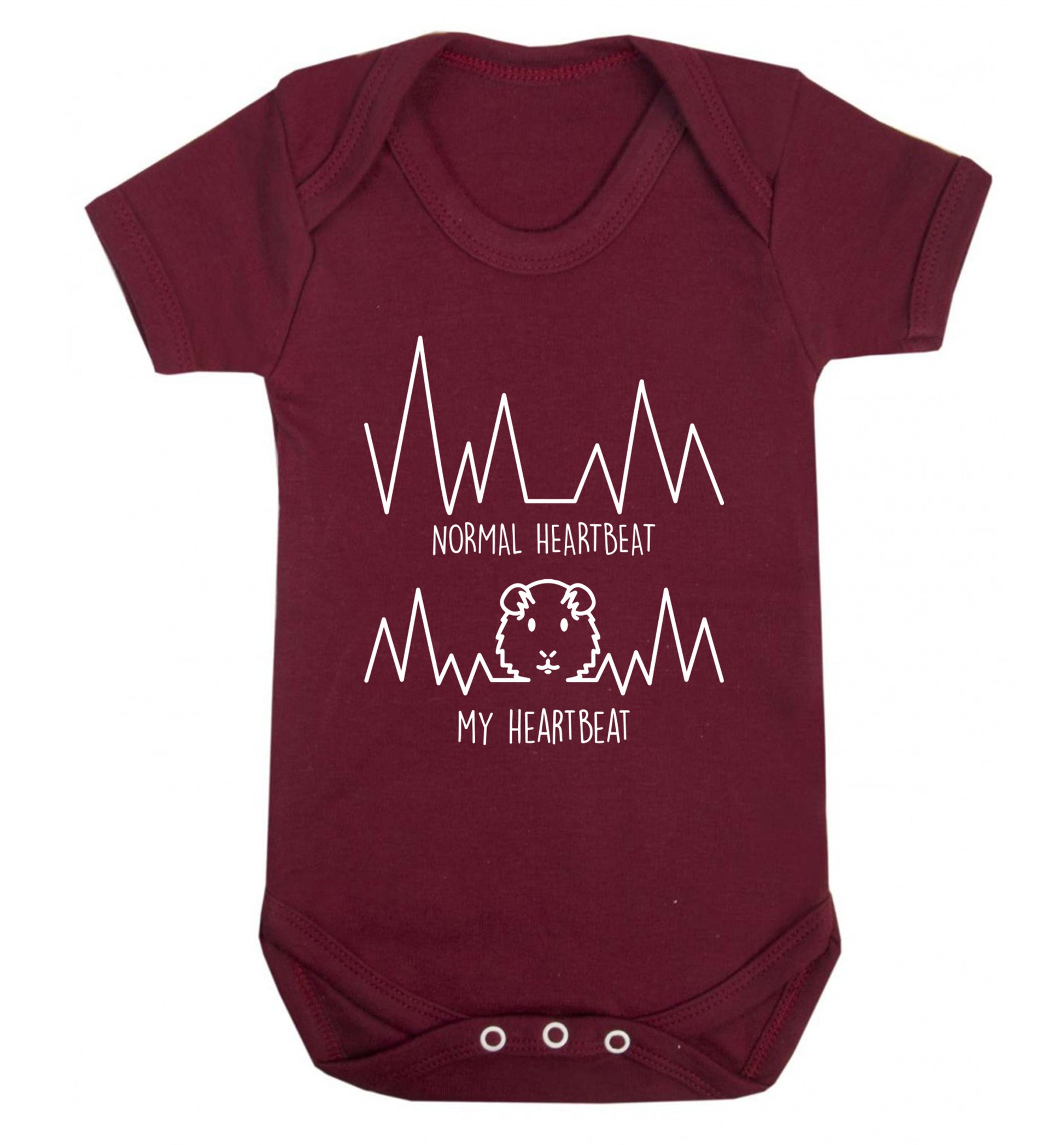 Normal heartbeat vs my heartbeat guinea pig lover Baby Vest maroon 18-24 months