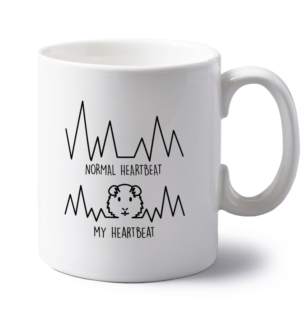 left handed white ceramic mug 