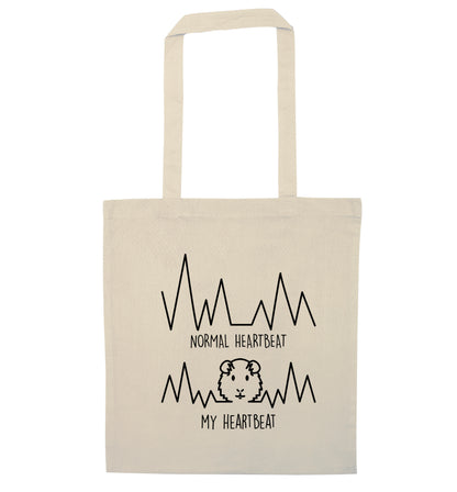 Normal heartbeat vs my heartbeat guinea pig lover natural tote bag