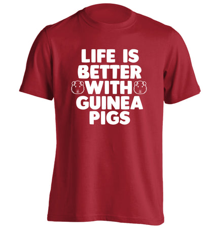 Life is better with guinea pigs adults unisex red Tshirt 2XL