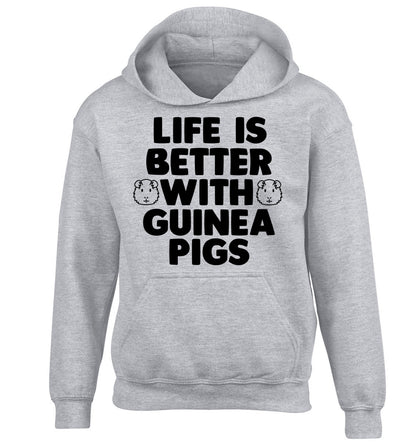 Life is better with guinea pigs children's grey hoodie 12-14 Years