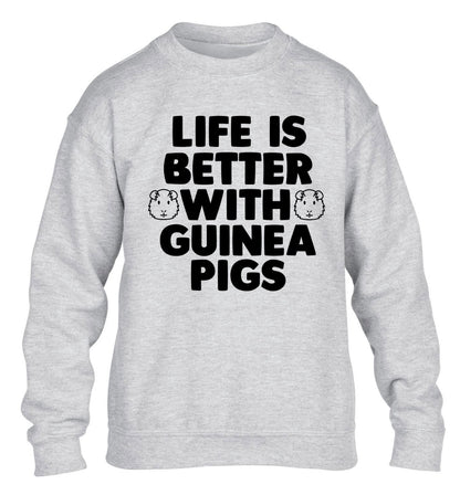 Life is better with guinea pigs children's grey  sweater 12-14 Years