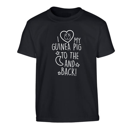 I love my guinea pig to the moon and back Children's black Tshirt 12-14 Years