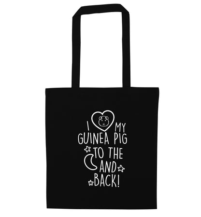 I love my guinea pig to the moon and back black tote bag