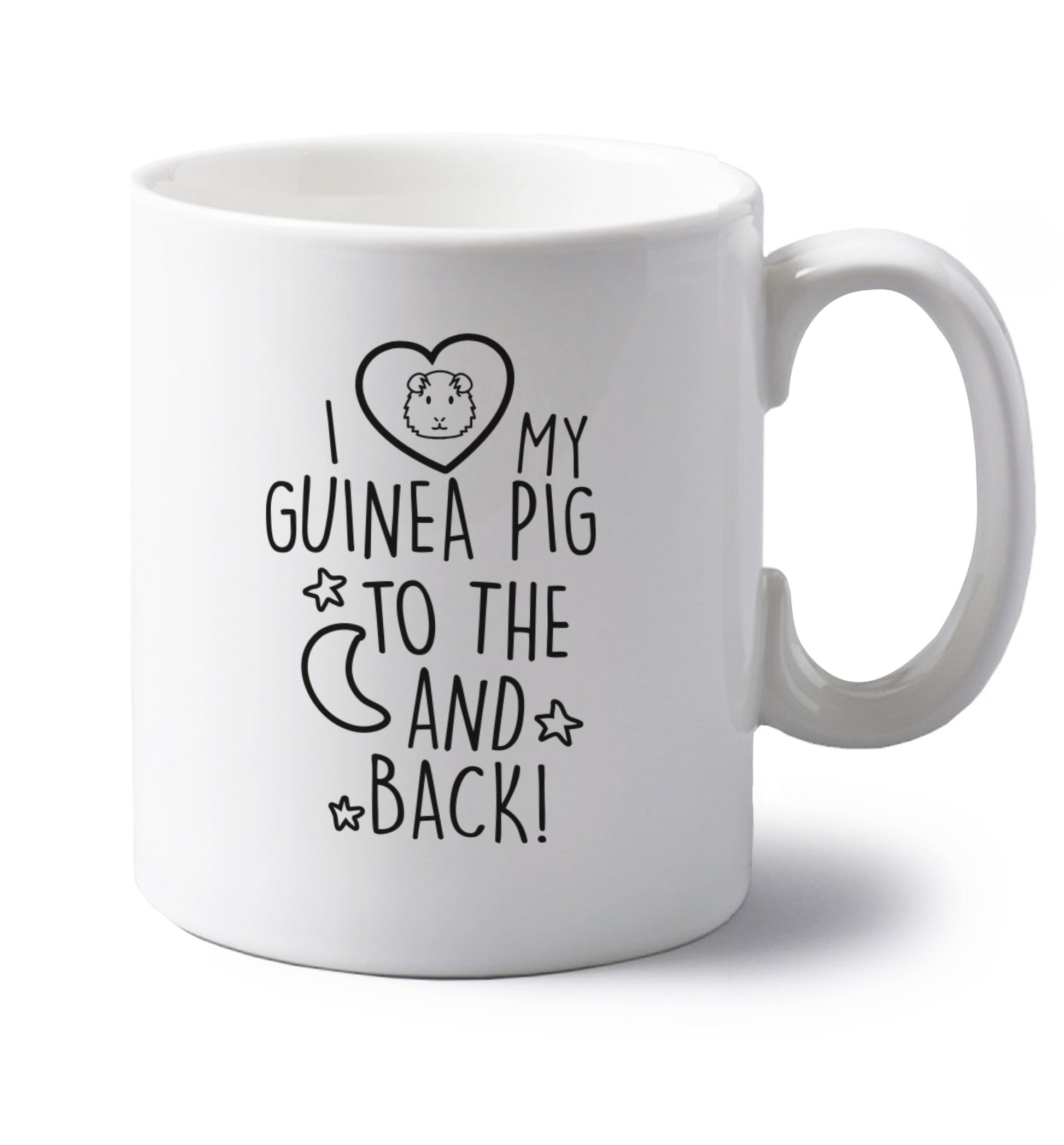 left handed white ceramic mug 