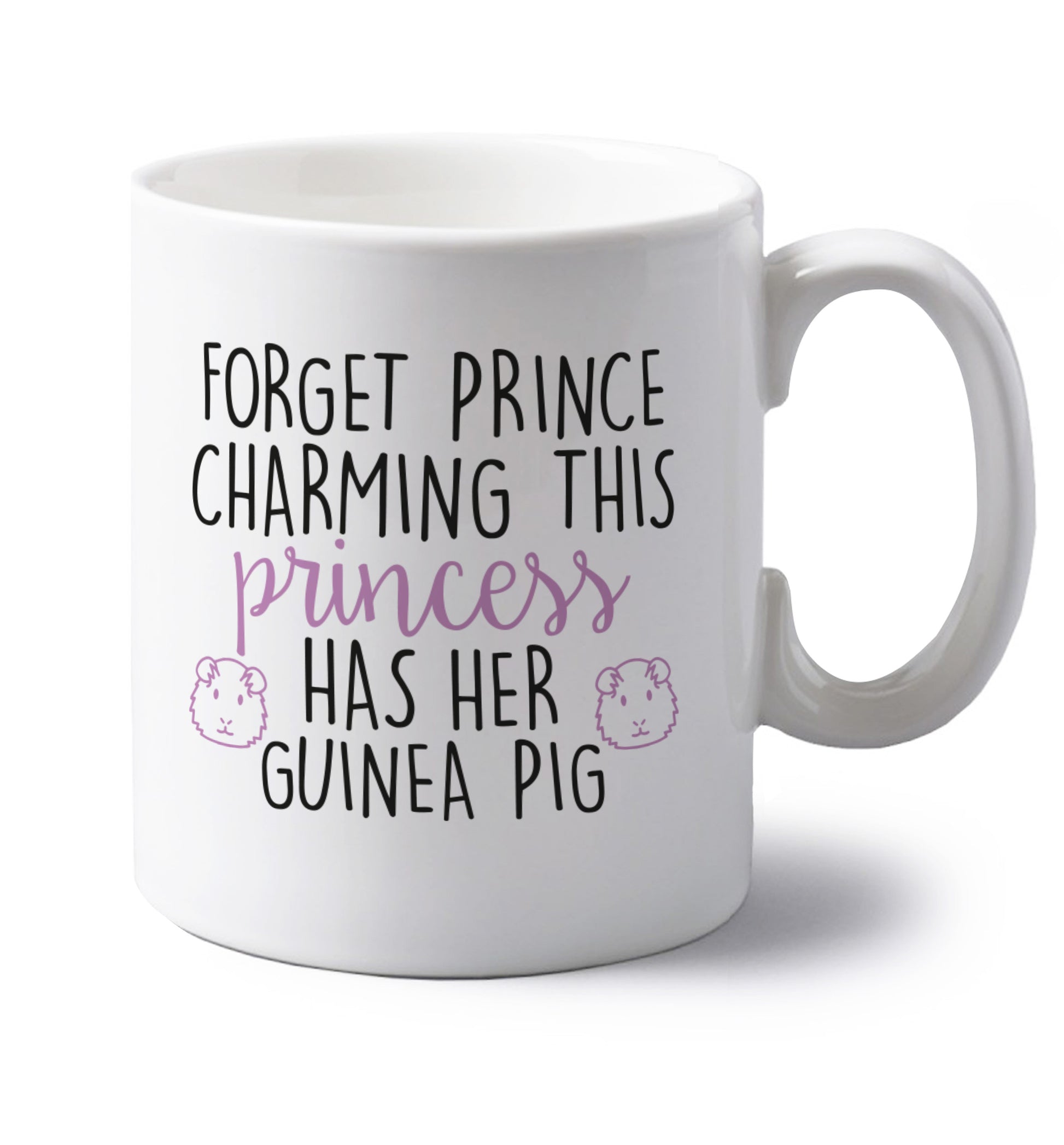left handed white ceramic mug 