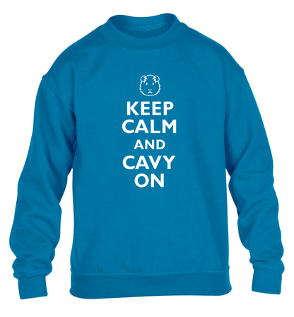 Keep calm and cavvy on children's blue  sweater 12-14 Years