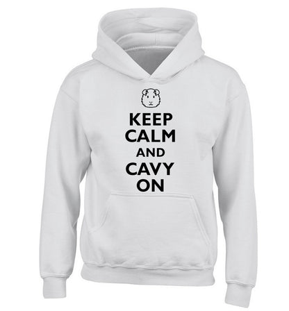 Keep calm and cavvy on children's white hoodie 12-14 Years