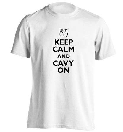 Keep calm and cavvy on adults unisex white Tshirt 2XL
