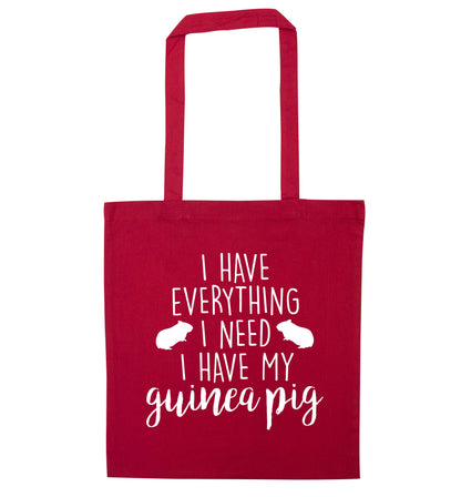 I have everything I need, I have my guinea pig red tote bag