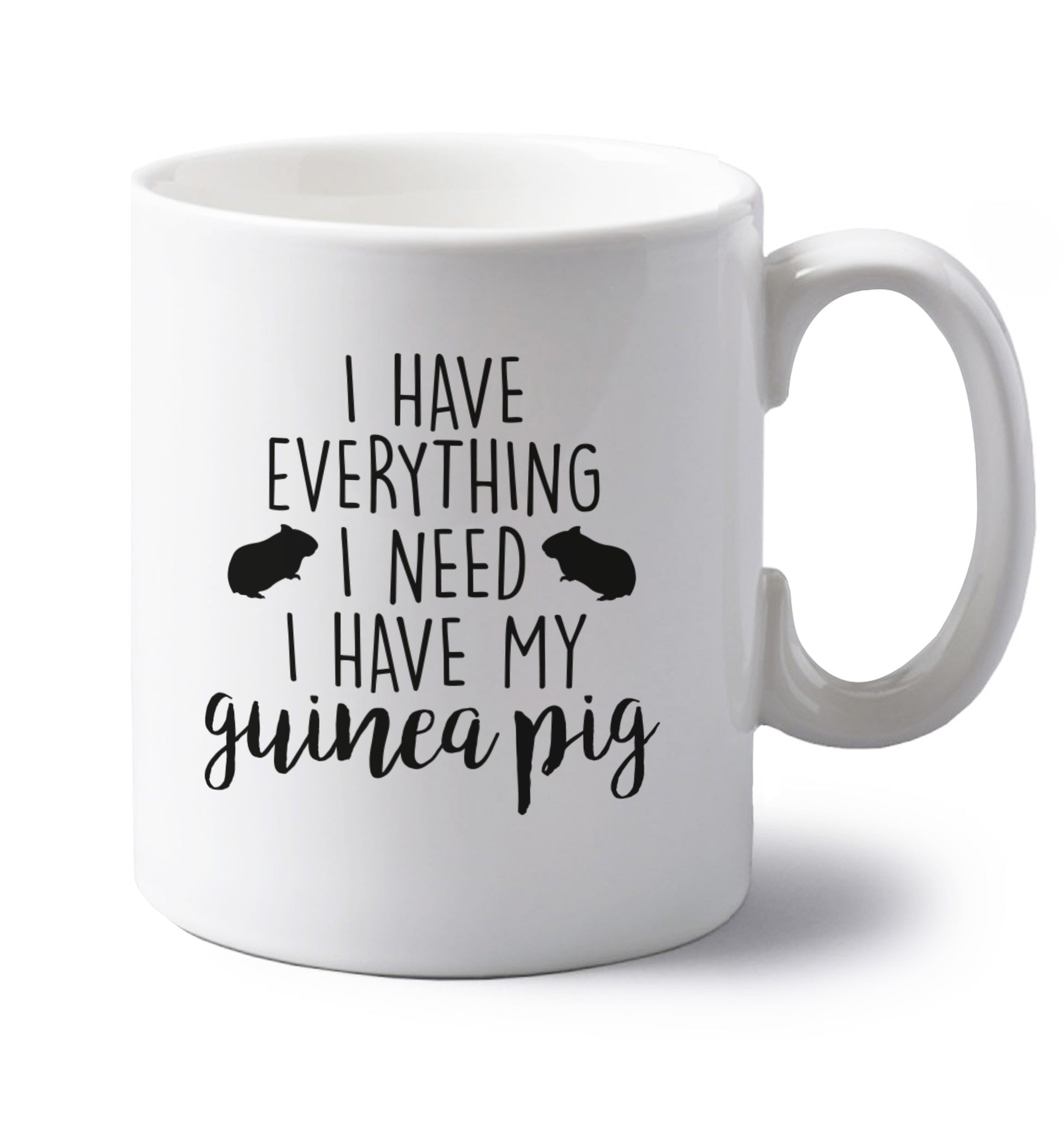 left handed white ceramic mug 
