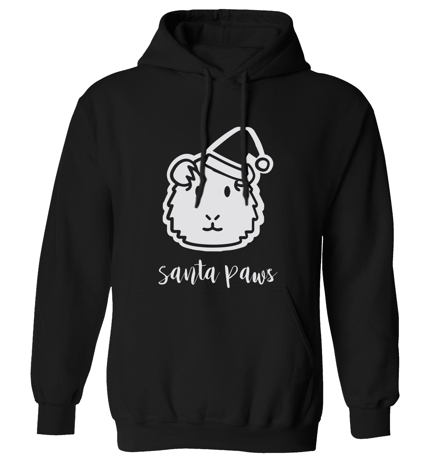 Guinea pig Santa Paws adults unisex black hoodie 2XL
