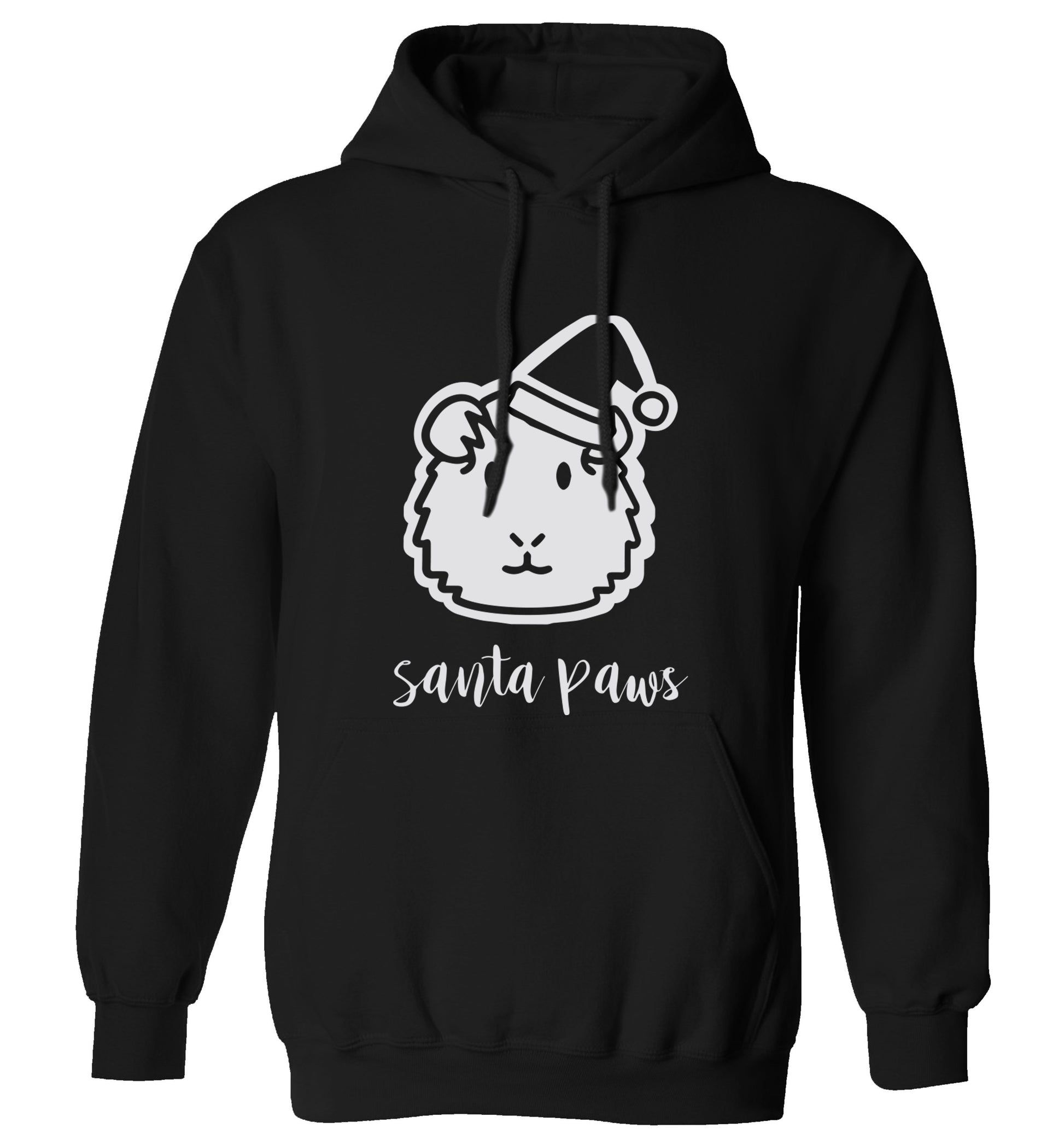 Guinea pig Santa Paws adults unisex black hoodie 2XL