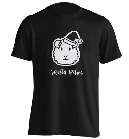 Guinea pig Santa Paws adults unisex black Tshirt 2XL