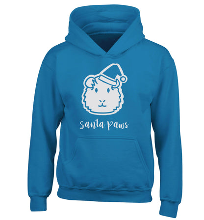 Guinea pig Santa Paws children's blue hoodie 12-14 Years