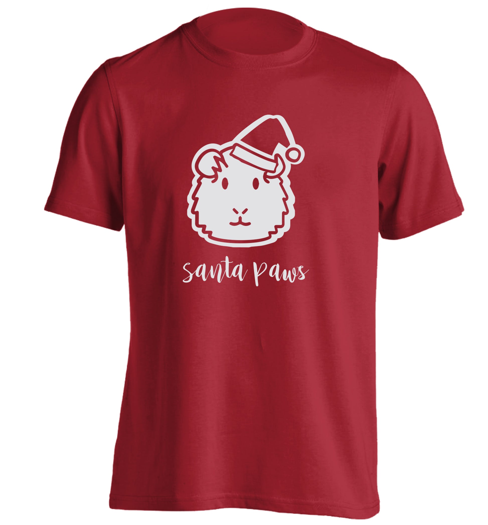 Guinea pig Santa Paws adults unisex red Tshirt 2XL