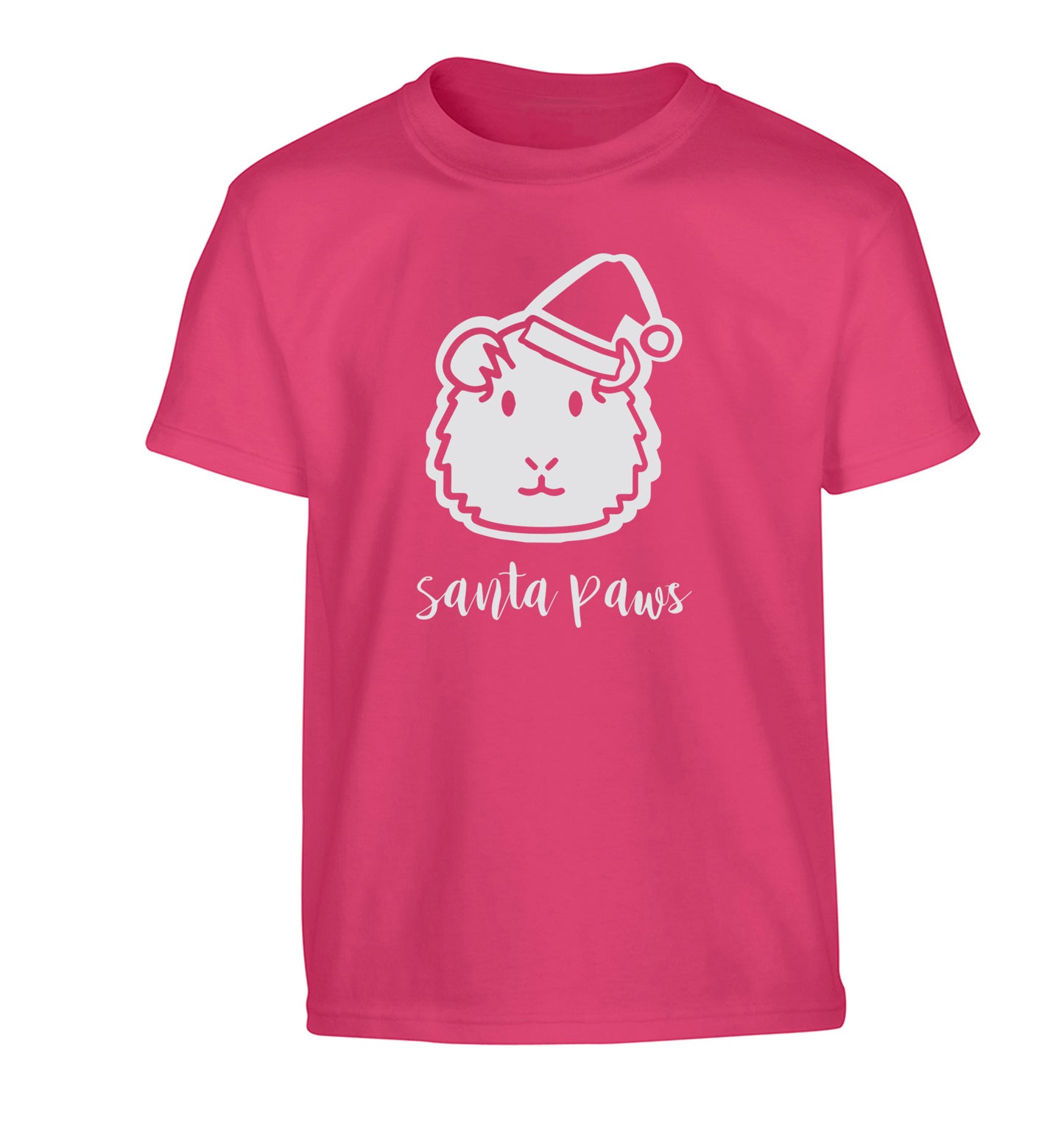 Guinea pig Santa Paws Children's pink Tshirt 12-14 Years