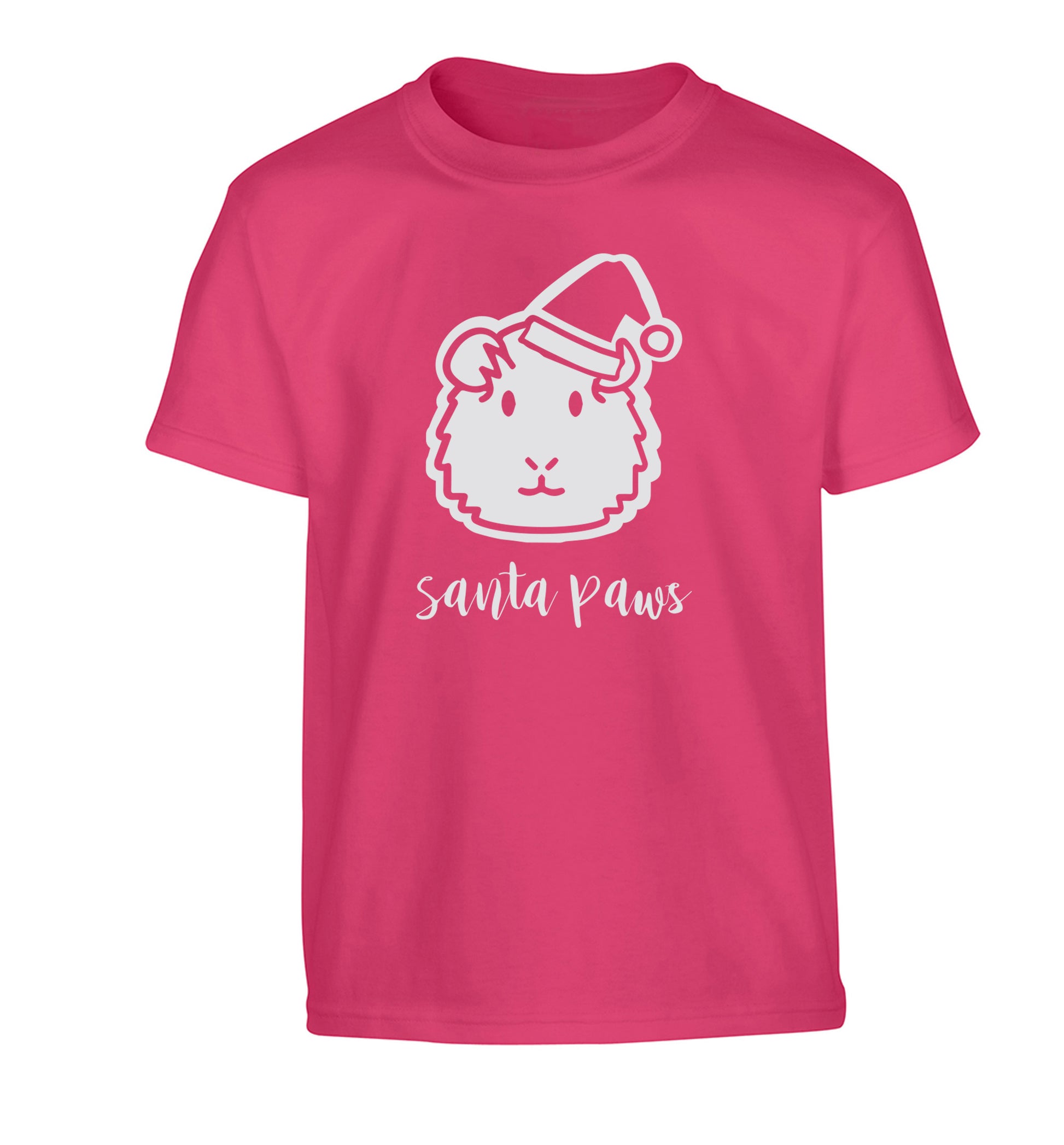 Guinea pig Santa Paws Children's pink Tshirt 12-14 Years