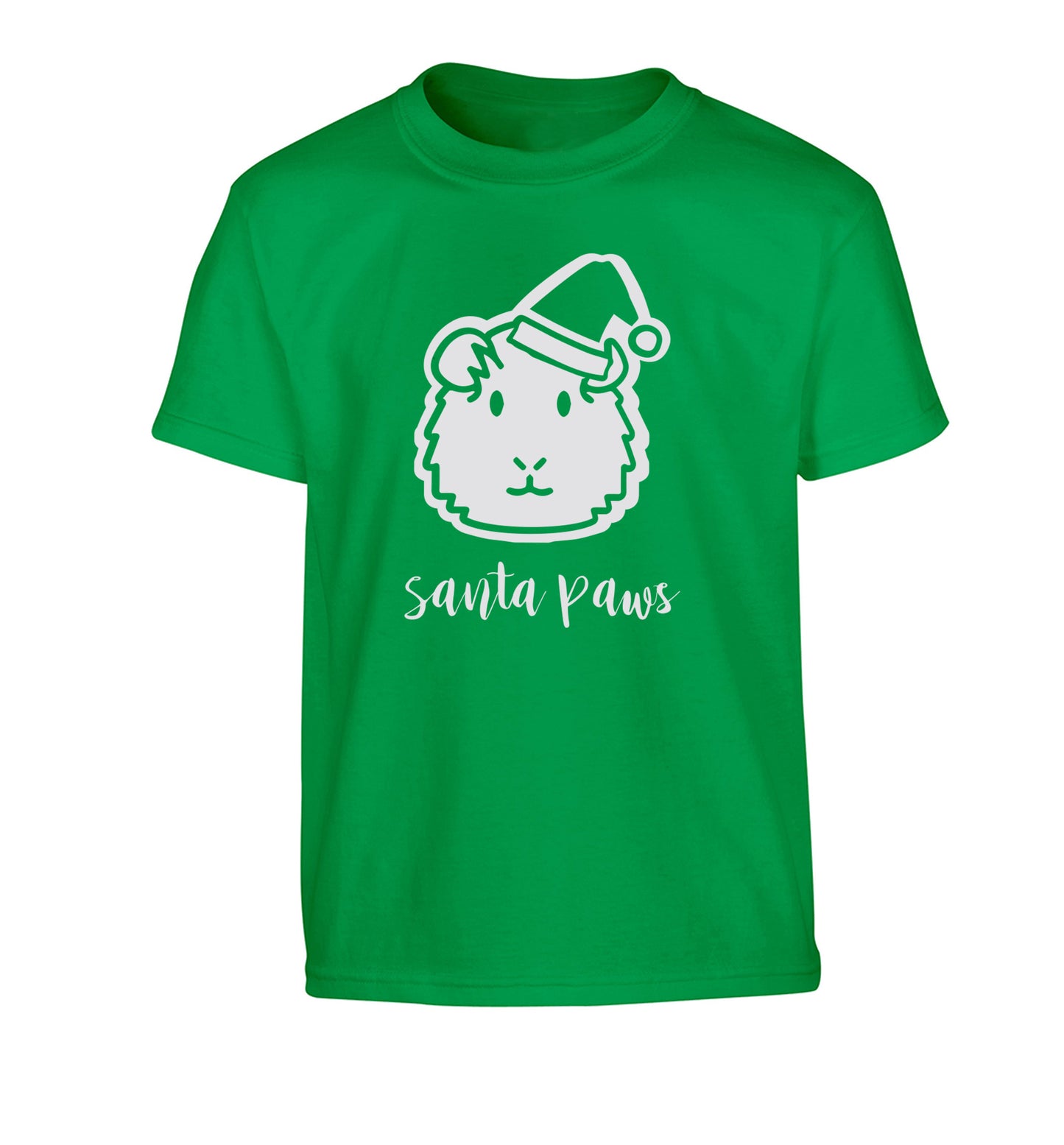 Guinea pig Santa Paws Children's green Tshirt 12-14 Years