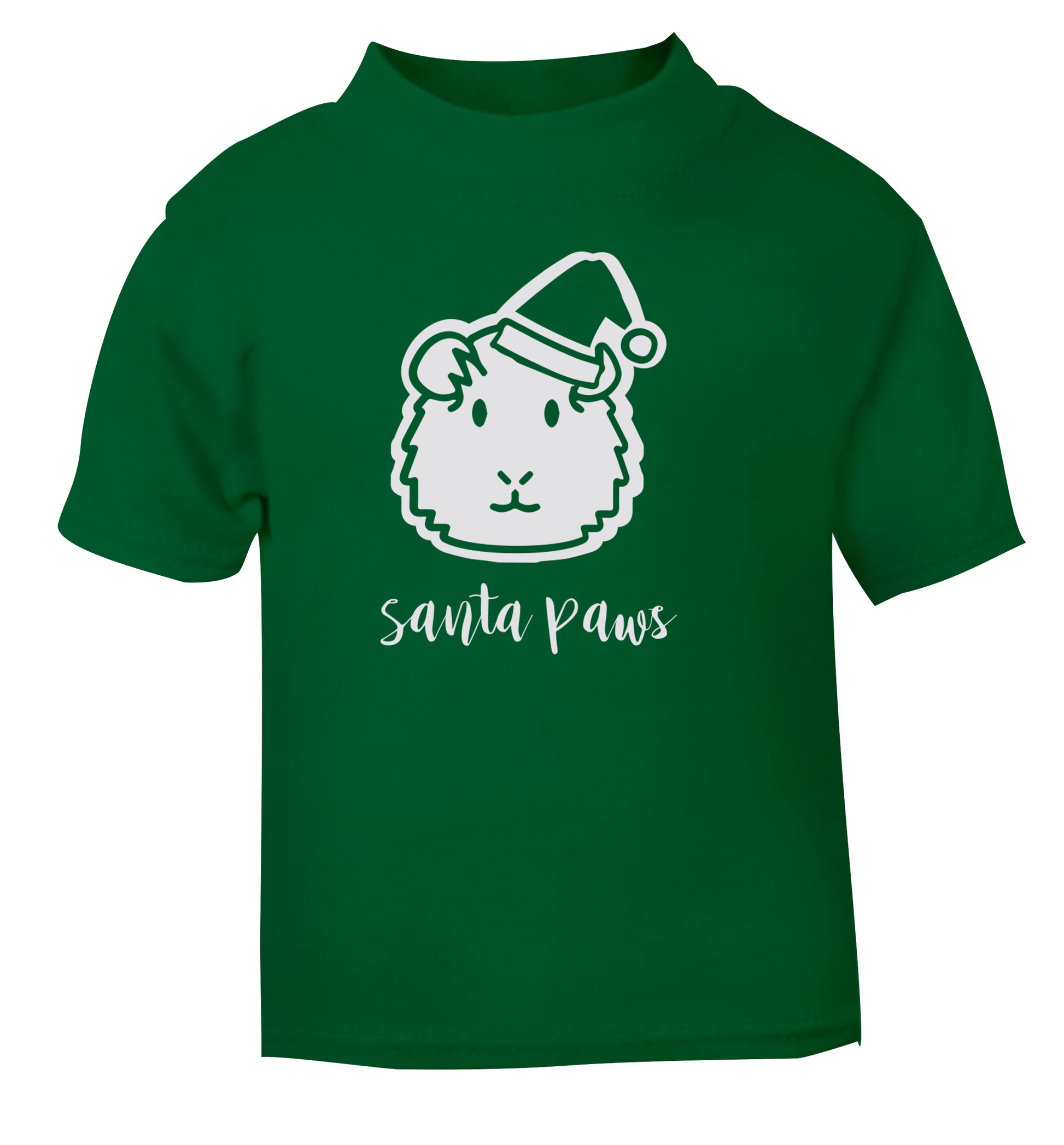 Guinea pig Santa Paws green Baby Toddler Tshirt 2 Years