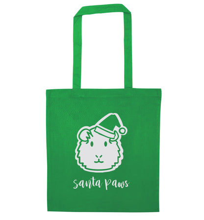 Guinea pig Santa Paws green tote bag