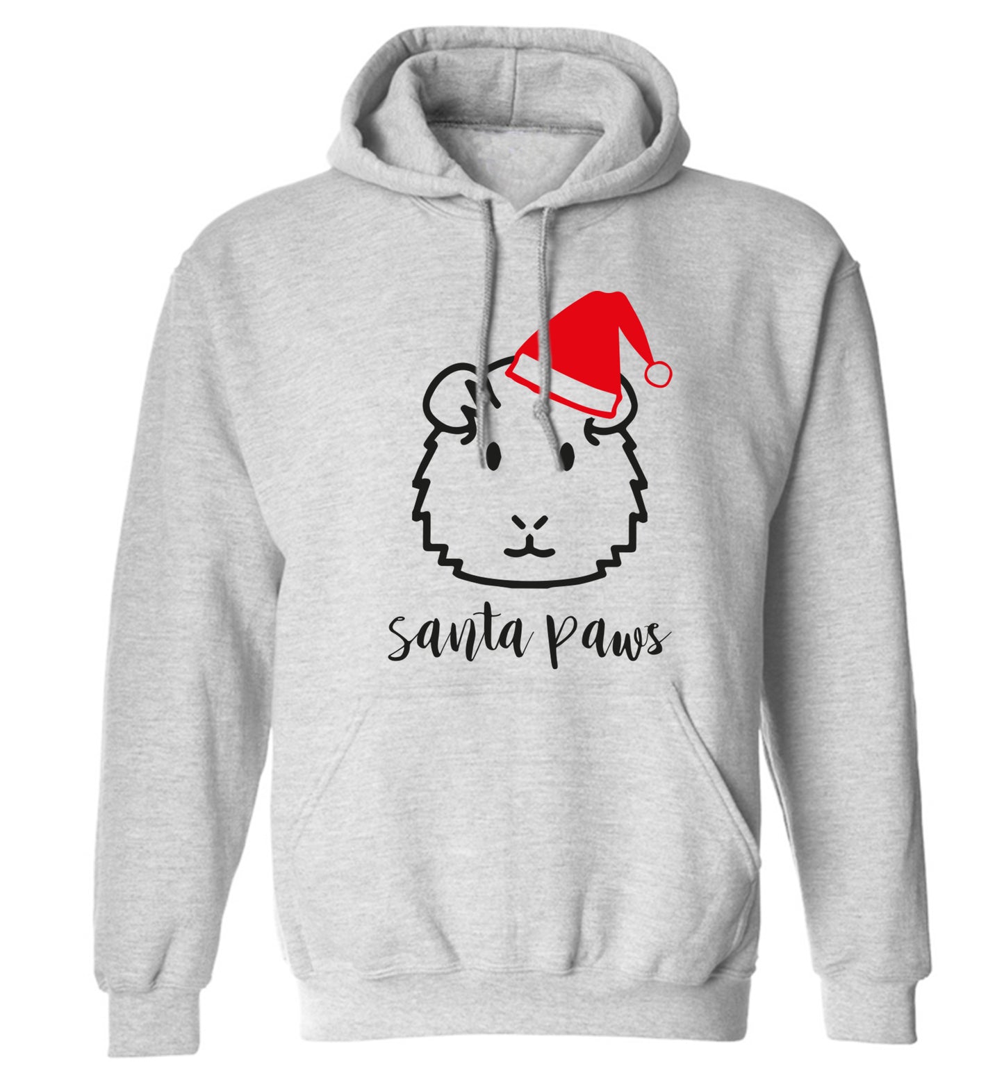 Guinea pig Santa Paws adults unisex grey hoodie 2XL