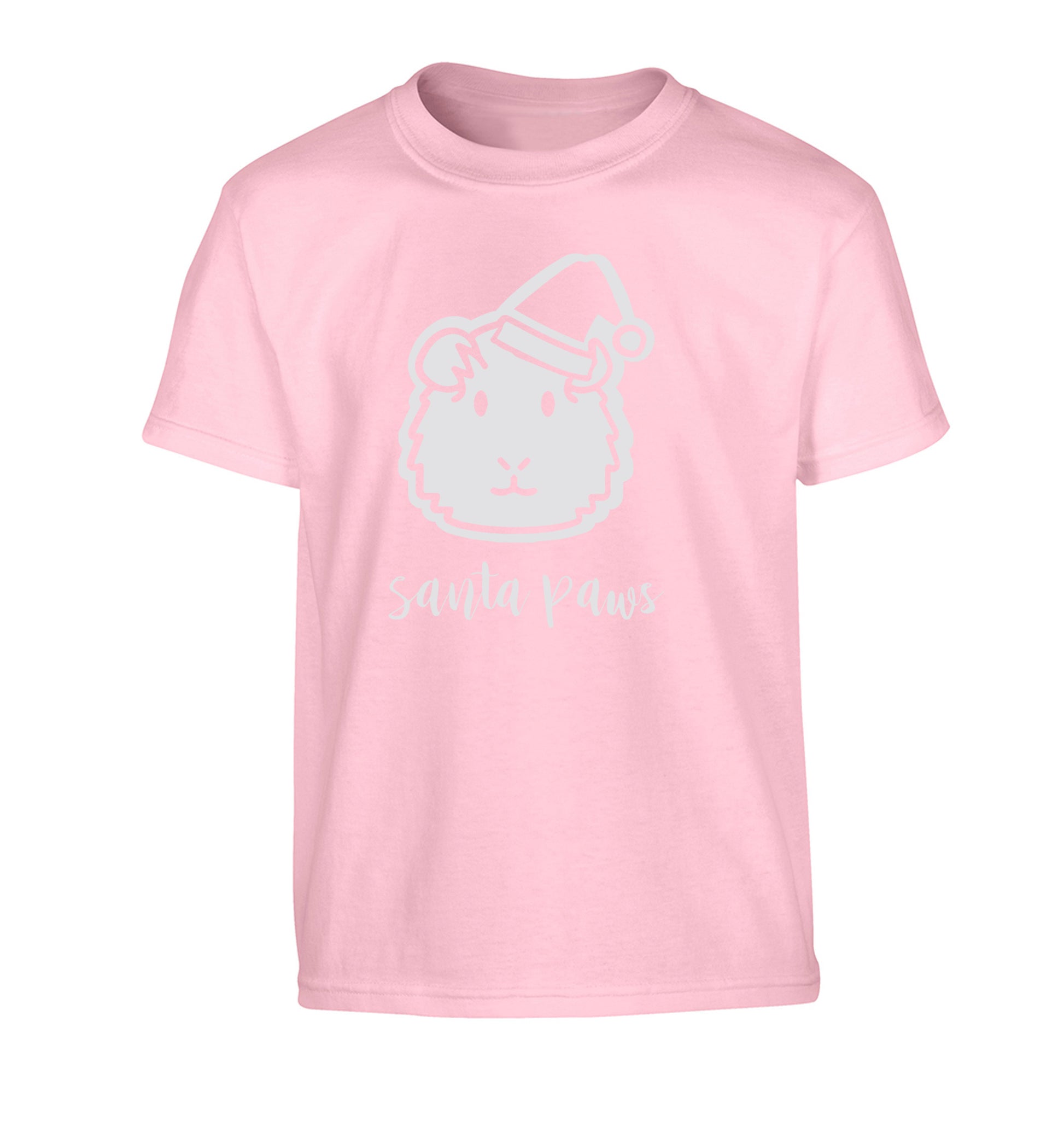 Guinea pig Santa Paws Children's light pink Tshirt 12-14 Years